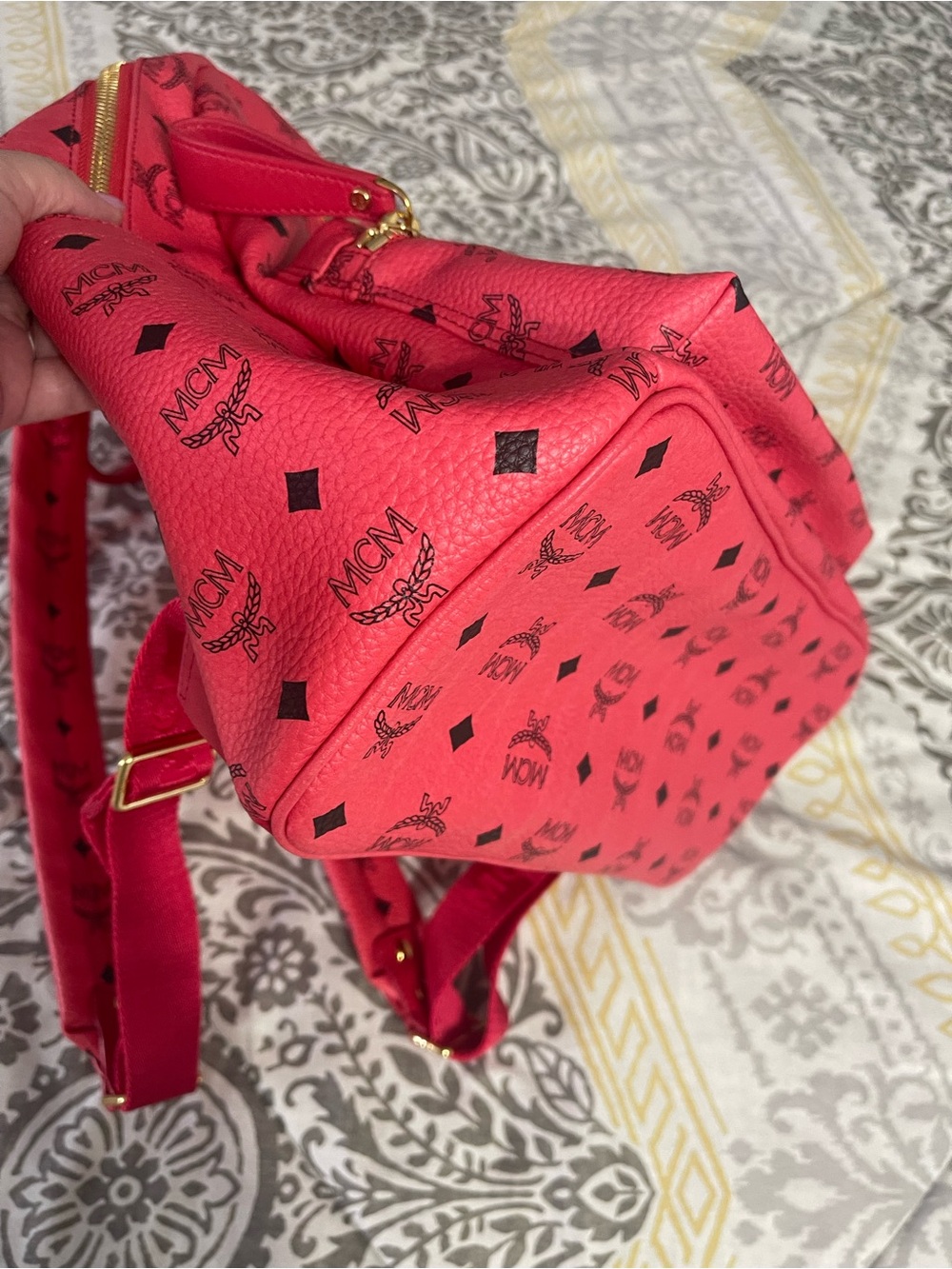 MCM studded hot pink backpack like new! Authentic - Picture 9 of 13